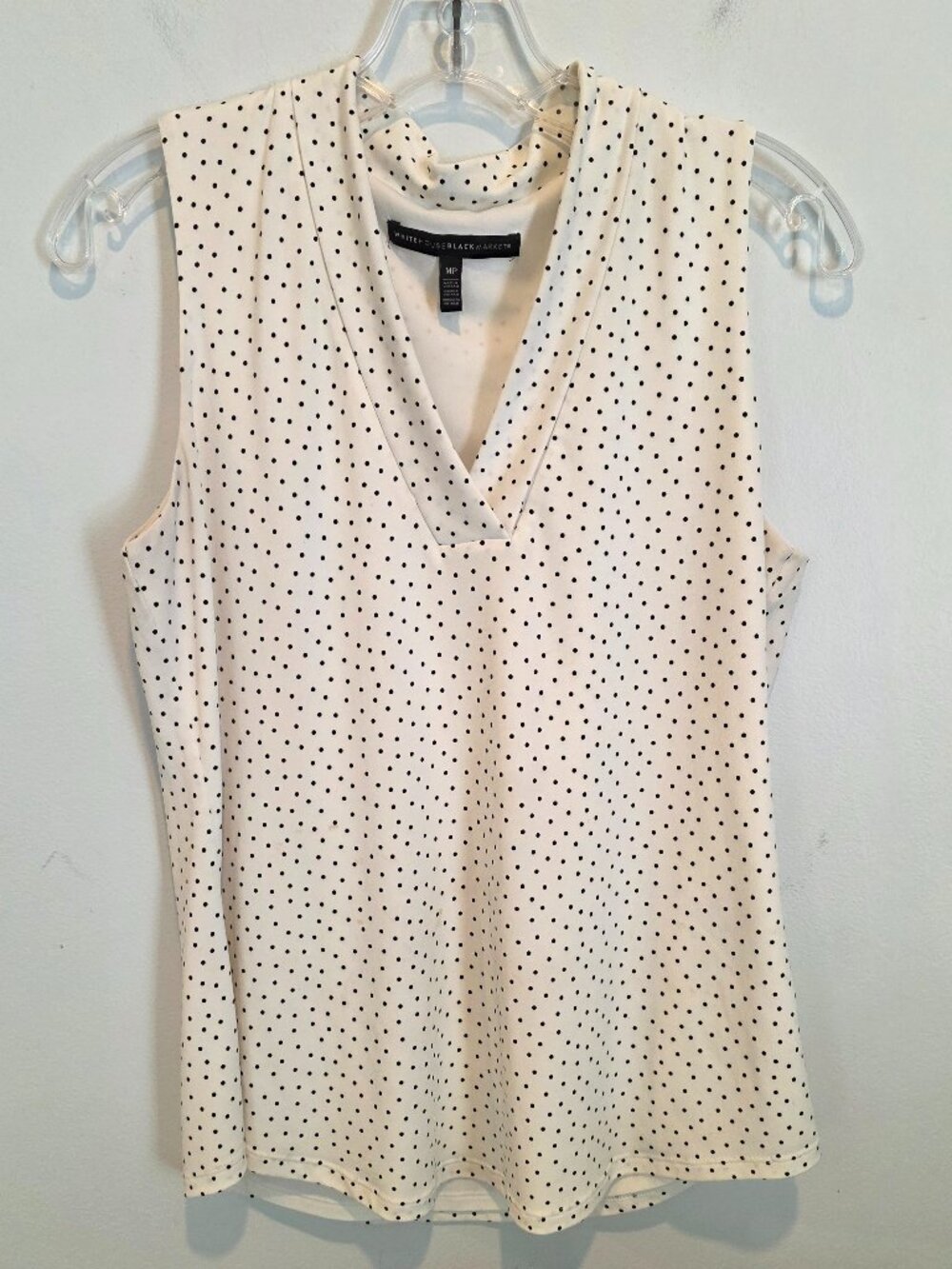 WHBM Polka Dot Sleeveless Top, Size MP, Like New